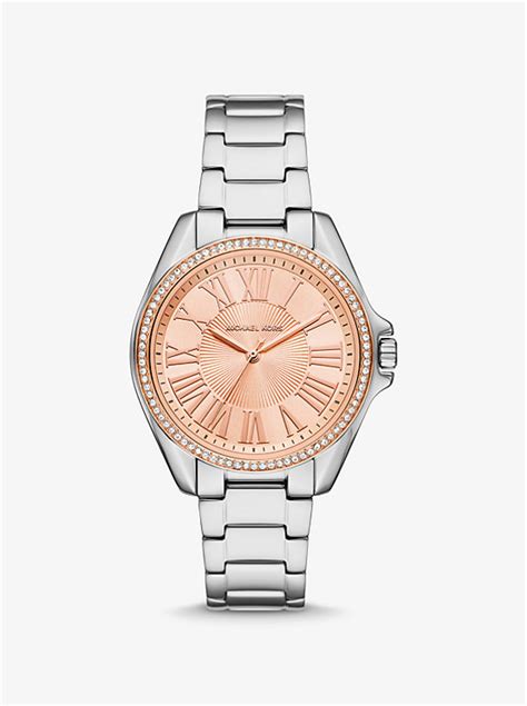 michael kors kaycie pavé silver-tone watch